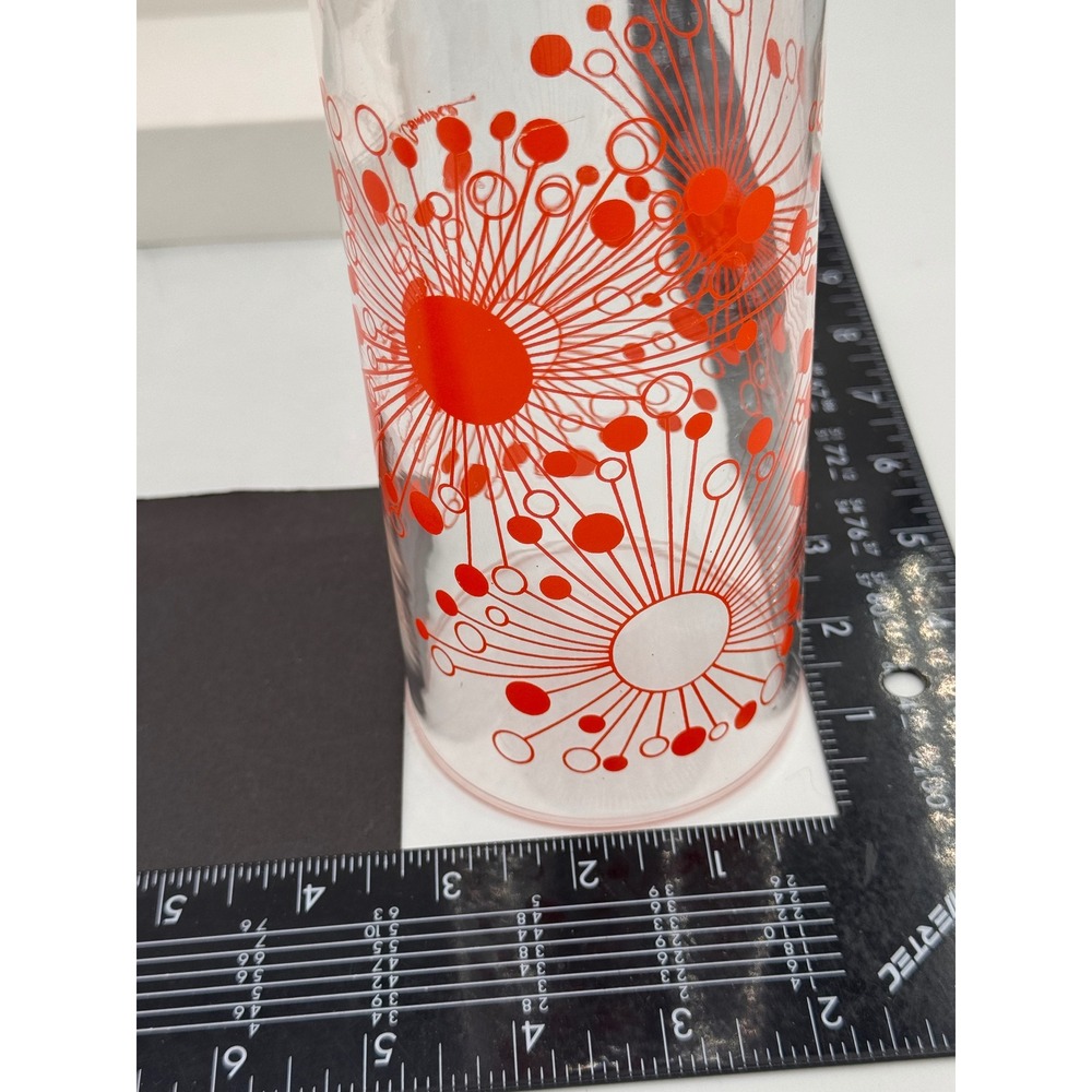 8 Vintage D Campbell Atomic Starburst Orange Glass Tumblers MCM Highball Set - Picture 8 of 8
